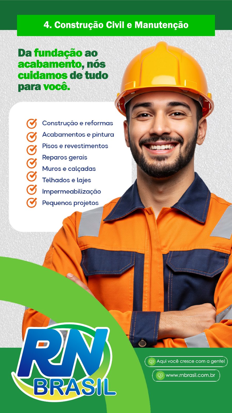 Da fundação ao acabamento: reformas, pisos, telhados e impermeabilização